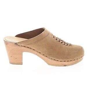 NEW No. 6 Heidi Woven Suede Slip On Slide Mule Wooden Wood Mule Heels Clogs 41